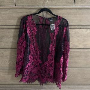NWT City Chic Pink & Black Lace Top Large (20)